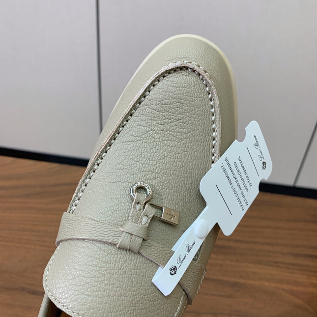 LP LOAFERS 25S IN MOSS GRAY LAMBSKIN WITH SILVER HARDWARE