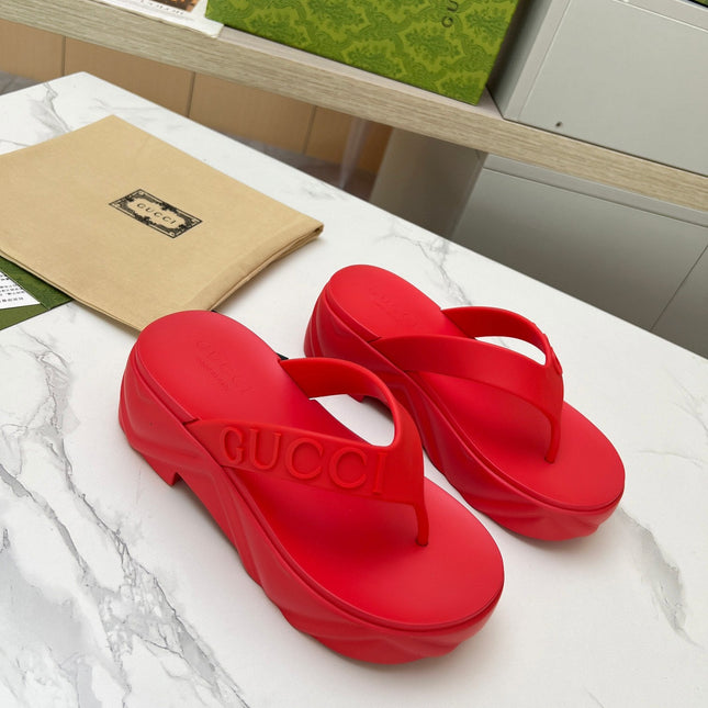 THONG PLATFORM IN RUBY RED IMPORTED TPU