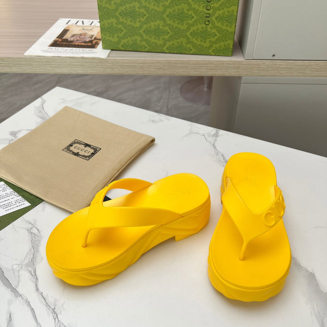 THONG PLATFORM IN BRIGHT YELLOW IMPORTED TPU