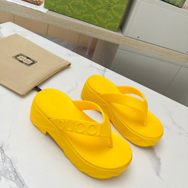 THONG PLATFORM IN BRIGHT YELLOW IMPORTED TPU