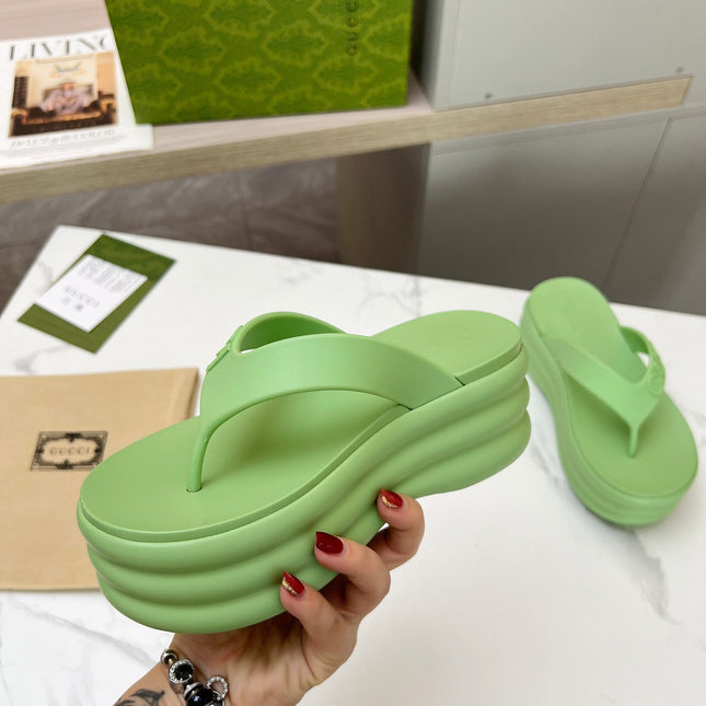 THONG PLATFORM 5 CM IN PISCHIATO GREEN IMPORTED TPU