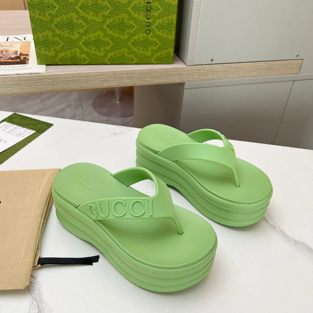 THONG PLATFORM 5 CM IN PISCHIATO GREEN IMPORTED TPU