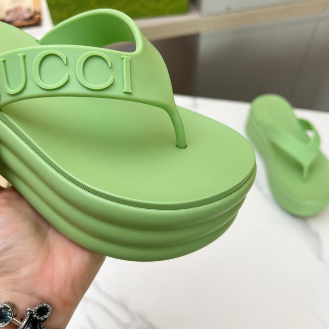 THONG PLATFORM 5 CM IN PISCHIATO GREEN IMPORTED TPU