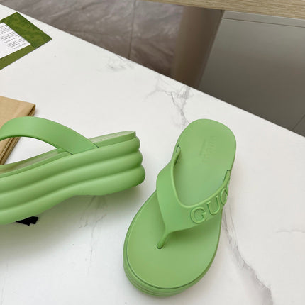 THONG PLATFORM 5 CM IN PISCHIATO GREEN IMPORTED TPU