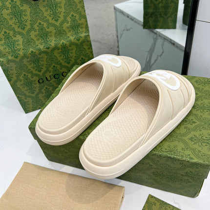 PLATFORM SLIPPERS IN SAND BROWN IMPORTED TPU