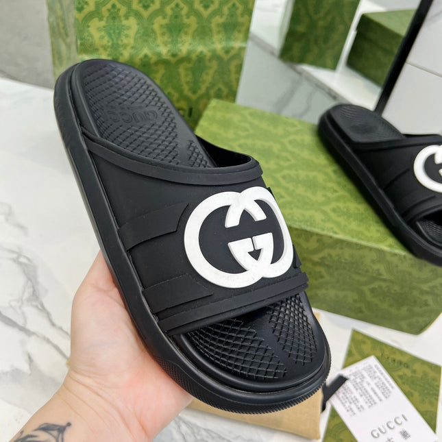 PLATFORM SLIPPERS IN BLACK IMPORTED TPU