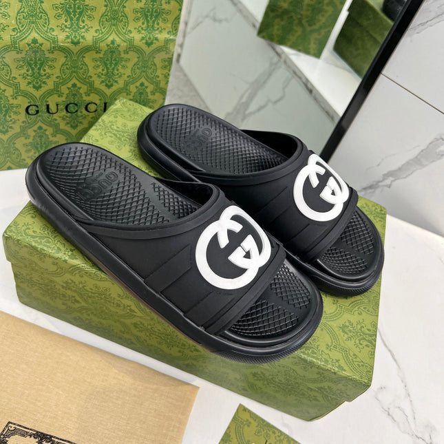 PLATFORM SLIPPERS IN BLACK IMPORTED TPU