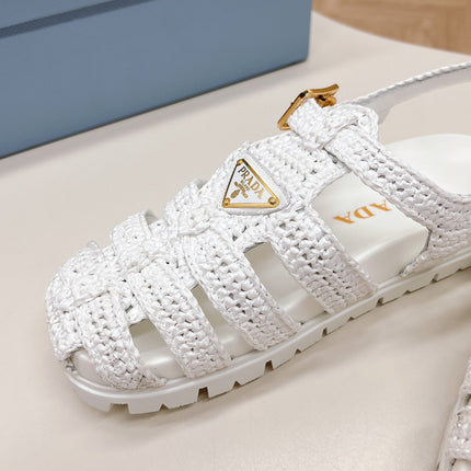 PRA RUBBER FISHERMAN SANDALS WHITE LAMBSKIN