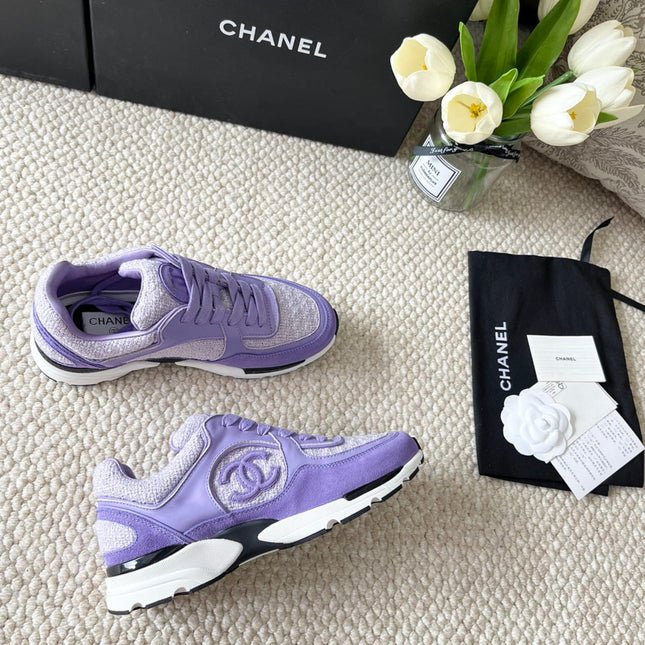 CC SNEAKER IN IRIS PURPLE WOOL TWEED AND SUEDE