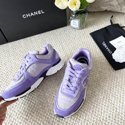 CC SNEAKER IN IRIS PURPLE WOOL TWEED AND SUEDE