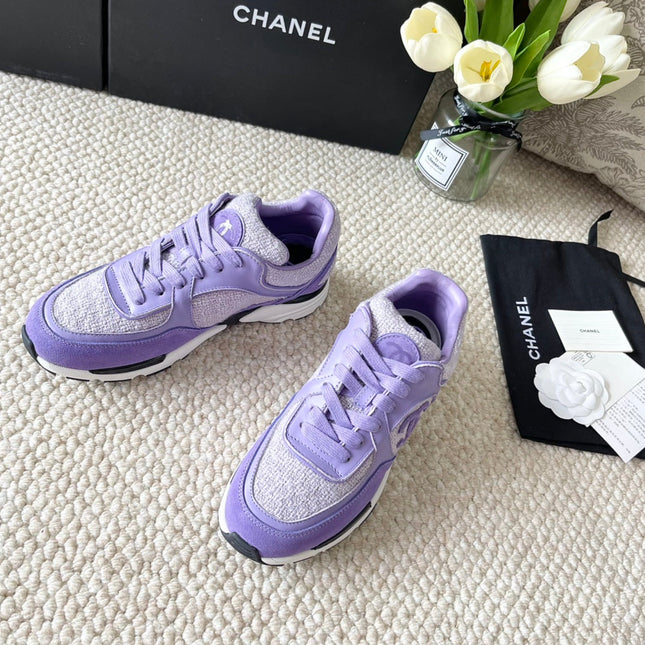 CC SNEAKER IN IRIS PURPLE WOOL TWEED AND SUEDE