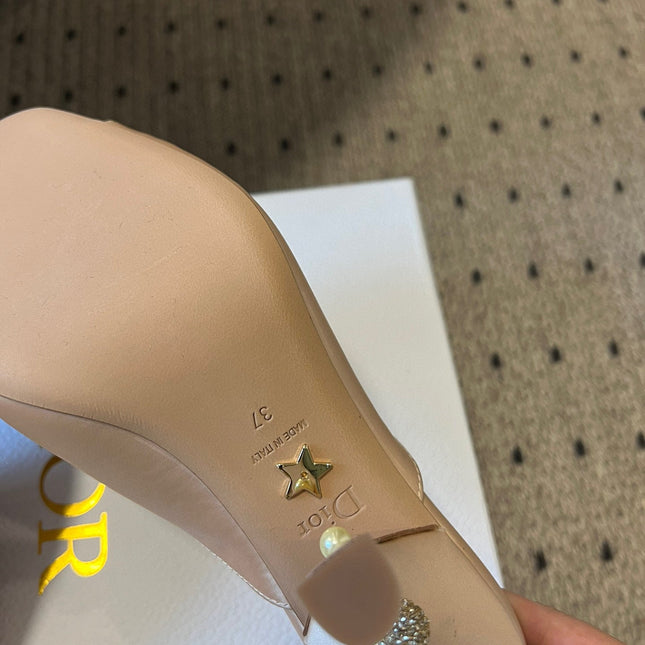 CD TRIBALES PUMPS IN BEIGE SATIN AND CALFSKIN