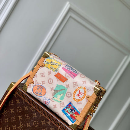 SIDE TRUNK MM 23.5 IN MONOGRAM DUNE CANVAS AND CALFSKIN