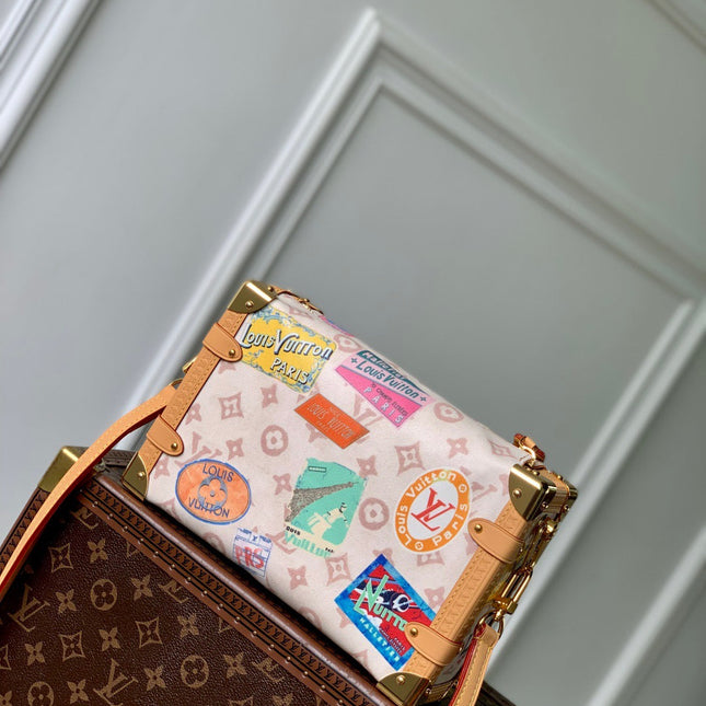 SIDE TRUNK MM 23.5 IN MONOGRAM DUNE CANVAS AND CALFSKIN