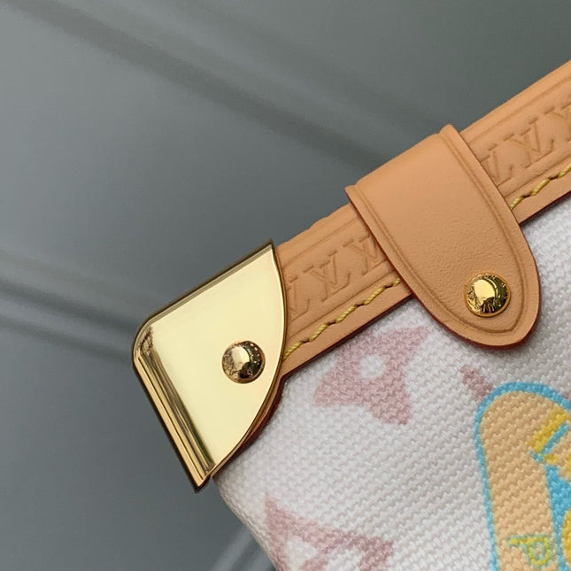 SIDE TRUNK MM 23.5 IN MONOGRAM DUNE CANVAS AND CALFSKIN