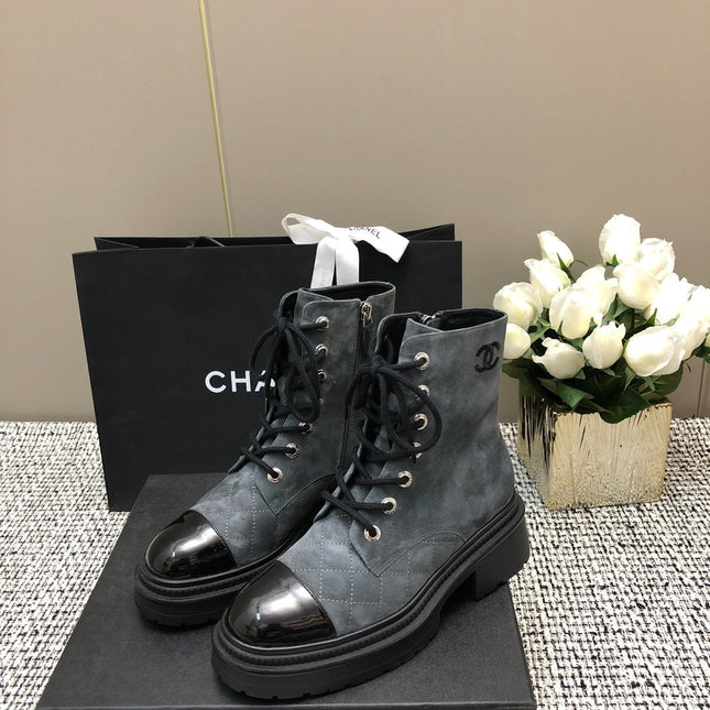 SHORT BOOTS SLATE GREY SUEDE LAMBSKIN