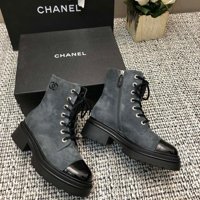 SHORT BOOTS SLATE GREY SUEDE LAMBSKIN