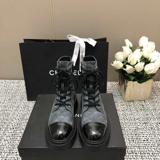 SHORT BOOTS SLATE GREY SUEDE LAMBSKIN