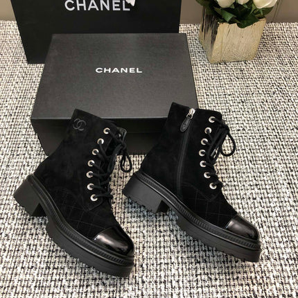 SHORT BOOTS BLACK SUEDE LAMBSKIN