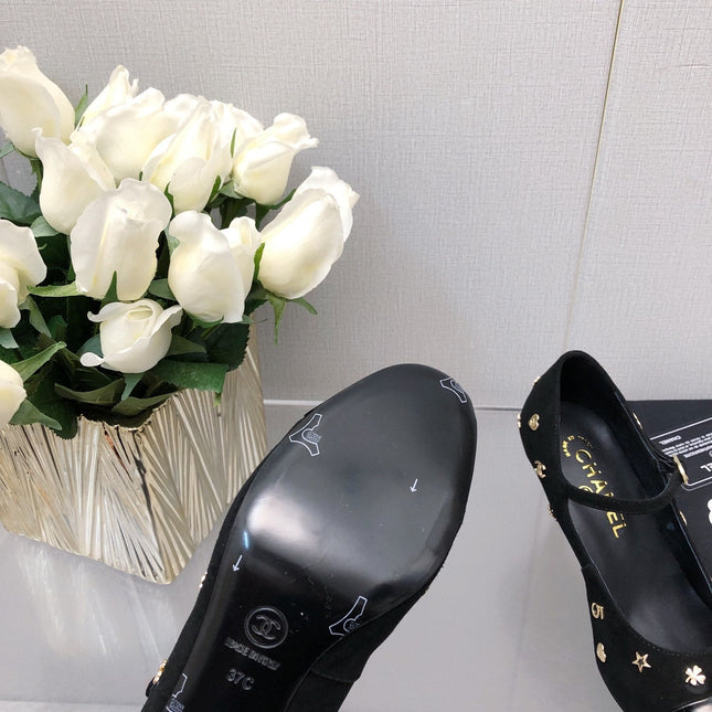 MARY JANE BLACK SUEDE AND LAMBSKIN ATTACH METAL