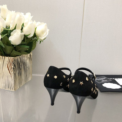 MARY JANE BLACK SUEDE AND LAMBSKIN ATTACH METAL