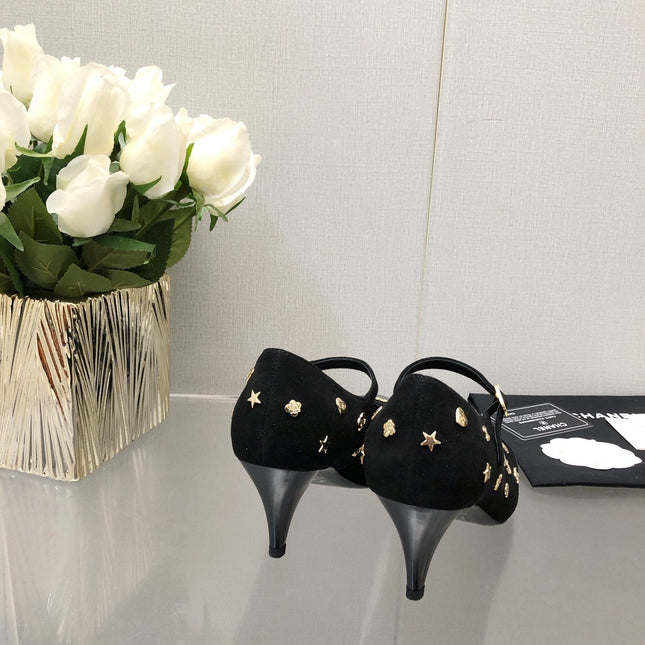 MARY JANE BLACK SUEDE AND LAMBSKIN ATTACH METAL