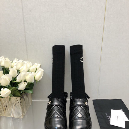 CHUNKY PLATFORM SHEARLING SLIPPER BLACK LAMBSKIN