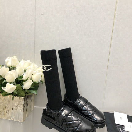 CHUNKY PLATFORM SHEARLING SLIPPER BLACK LAMBSKIN