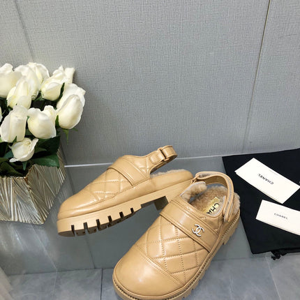 CHUNKY PLATFORM SHEARLING SLIPPER BEIGE CREAM LAMBSKIN