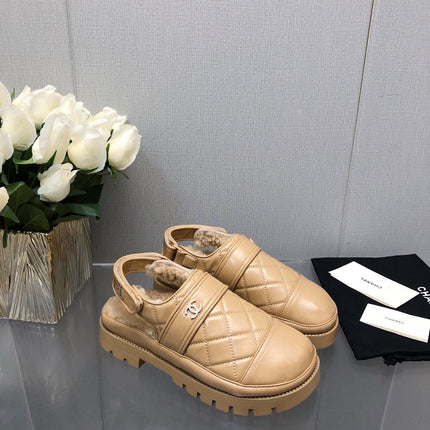 CHUNKY PLATFORM SHEARLING SLIPPER BEIGE CREAM LAMBSKIN