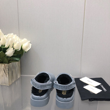 CHUNKY PLATFORM SHEARLING SLIPPER SAPHIRE BLUE LAMBSKIN