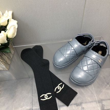 CHUNKY PLATFORM SHEARLING SLIPPER SAPHIRE BLUE LAMBSKIN