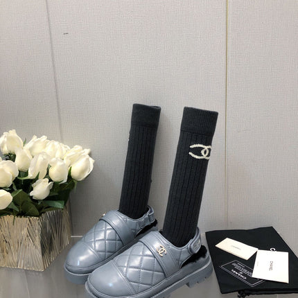 CHUNKY PLATFORM SHEARLING SLIPPER SAPHIRE BLUE LAMBSKIN