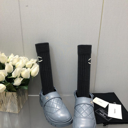 CHUNKY PLATFORM SHEARLING SLIPPER SAPHIRE BLUE LAMBSKIN