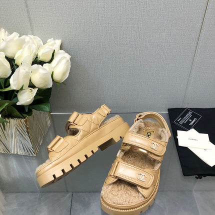 DAD SANDAL YELLOW CREAM LAMBSKIN