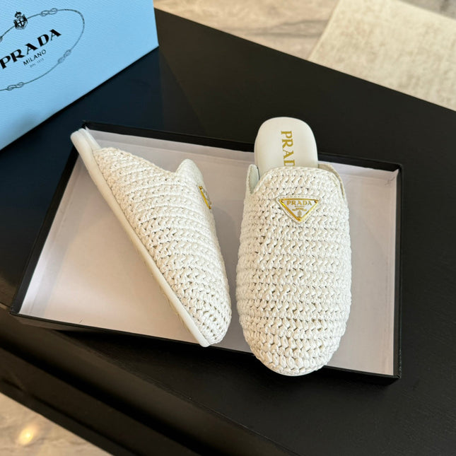 PRA CROCHET MULES WHITE LAMBSKIN