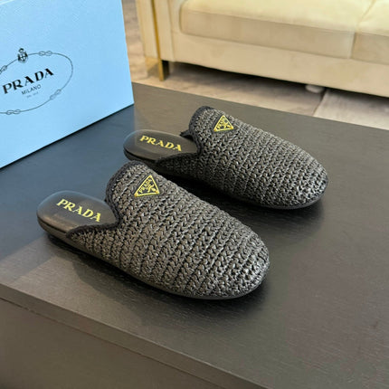 PRA CROCHET MULES BLACK LAMBSKIN