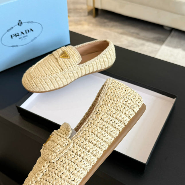 PRA CROCHET LOAFERS PASTEL YELLOW CALFSKIN