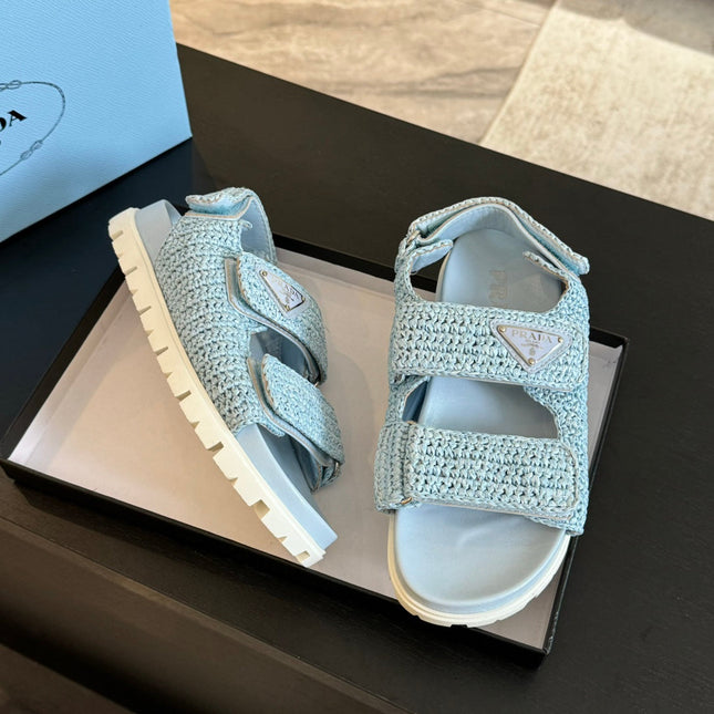 PRA CROCHET SANDALS SKY CALFSKIN
