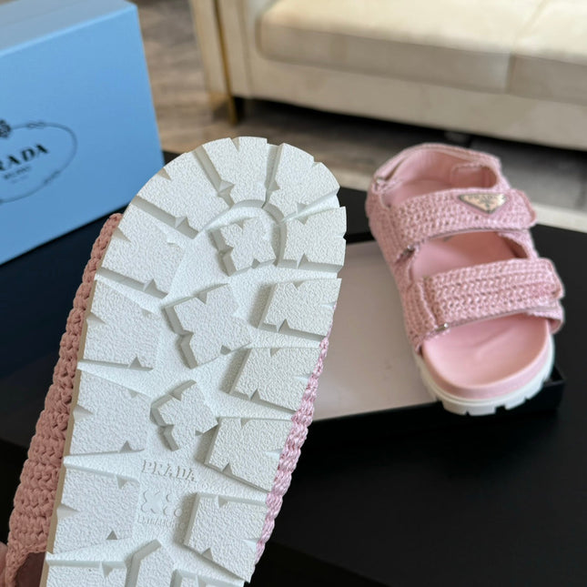 PRA CROCHET SANDALS LIGHT PINK CALFSKIN