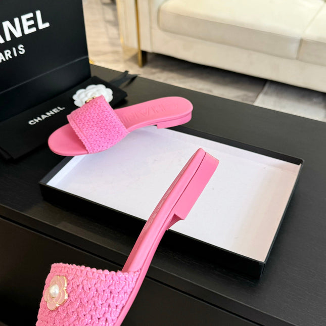 CC BRIGHT PINK WOVEN FLAT SLIPPERS