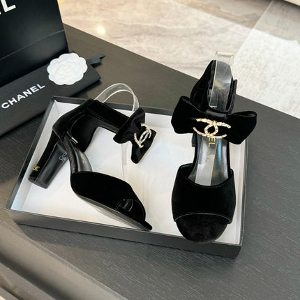 HIGH SANDAL OPEN TOE IN BLACK VELVET