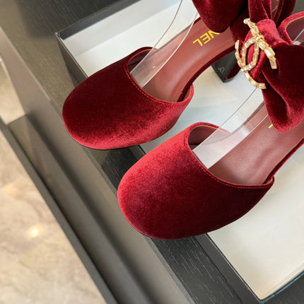 HIGH MARRY JANE IN CHERRY RED VELVET