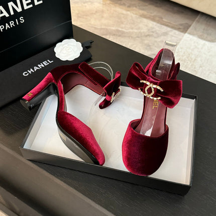 HIGH MARRY JANE IN CHERRY RED VELVET