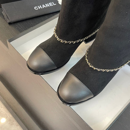 SHORT BOOTS 6.5 CM IN BLACK SUEDE AND CALFSKIN