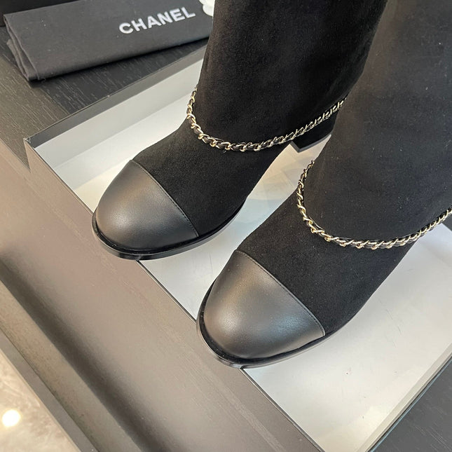 SHORT BOOTS 6.5 CM IN BLACK SUEDE AND CALFSKIN