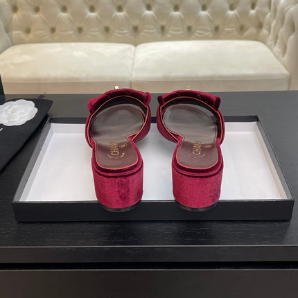 MID-HEEL 5 CM MULE IN BURGUNDY RED VELVET