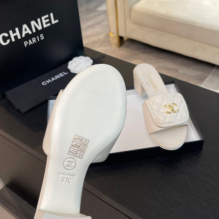 MID-HEEL 5 CM MULE IN WHITE LAMBSKIN