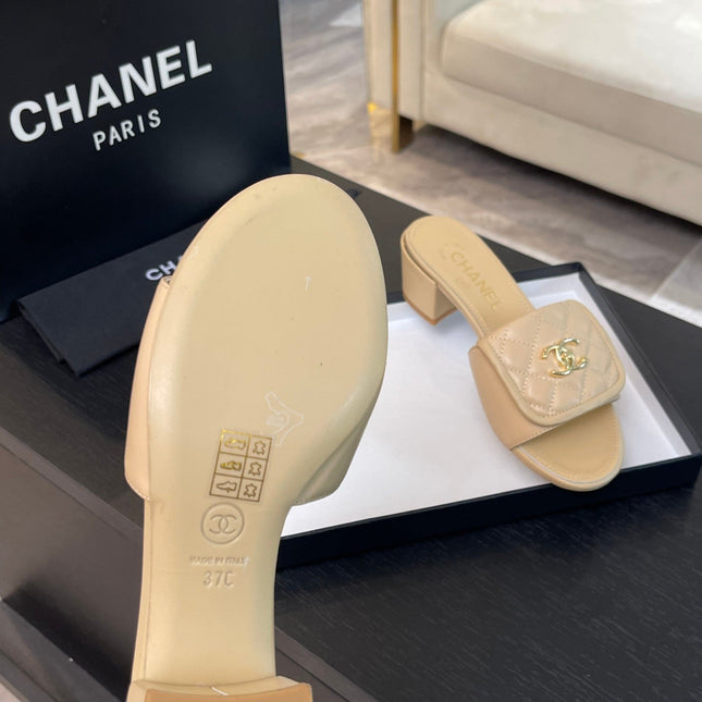 MID-HEEL 5 CM MULE IN TUSCAN BEIGE LAMBSKIN