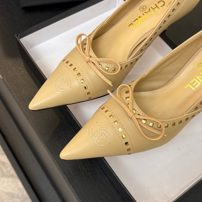 HIGH HEEL PUMP 65 MM IN FLAX YELLOW LAMBSKIN